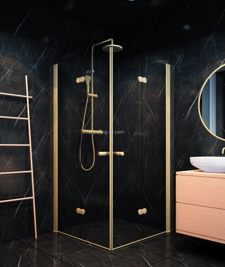 מקלחון פינתי אקורדיון פרזול זהב 67-100 ס"מ מקלחון פינתי אקורדיון פרזול זהב 67-100 ס"מ