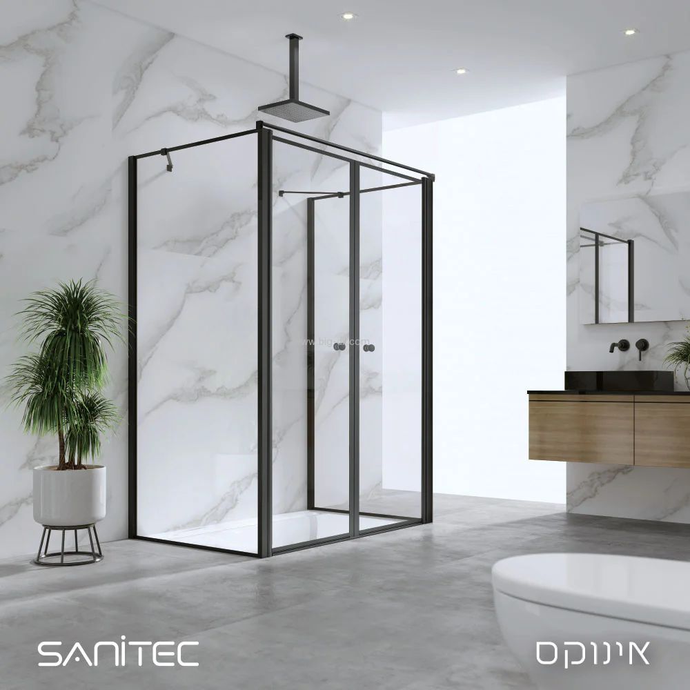 מקלחון אינוקס דלתות פרזול שחור 67.5-92.5*72-142 ס"מ מקלחון אינוקס דלתות פרזול שחור 67.5-92.5*72-142 ס"מ