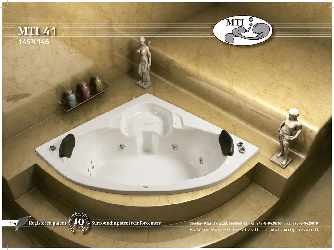 אמבטיה אקרילית מחוזקת MTI 41 145* 145 אמבטיה אקרילית מחוזקת MTI 41 145* 145