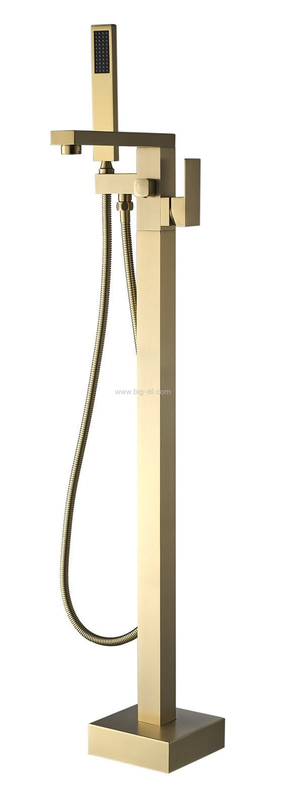 ברז לאמבטיה פרי סטנדינג קוודרה זהב מוברש ברז לאמבטיה פרי סטנדינג קוודרה זהב מוברש