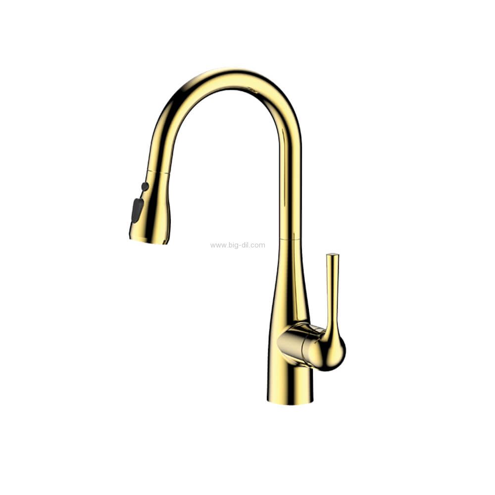 ברז מטבח נשלף דגם דיפר זהב מוברש-מתצוגה ברז מטבח נשלף דגם דיפר זהב מוברש-מתצוגה