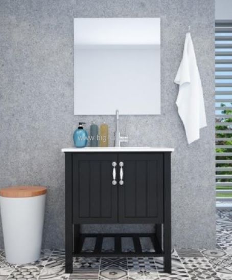 ארון אמבטיה תלוי כפרי שחור מט 60 ס"מ -PU מוגן מים ארון אמבטיה תלוי כפרי שחור מט 60 ס"מ -PU מוגן מים