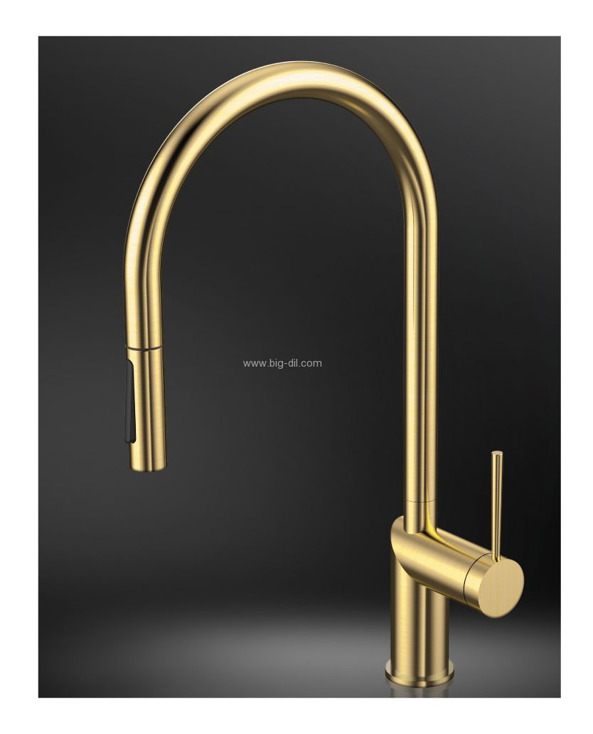 ברז נשלף למטבח מרטין זהב מוברש ברז נשלף למטבח מרטין זהב מוברש