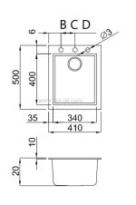 כיור מטבח אליצי קוואדרה 100F 41*50 - אליצי