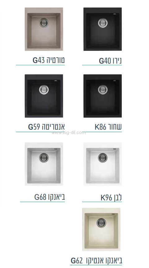 כיור מטבח אליצי קוואדרה 100F 41*50 - תצוגה מקרוב