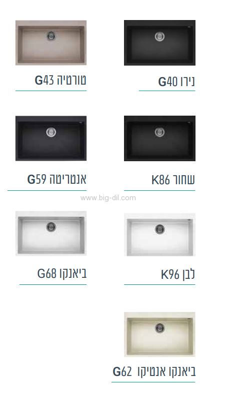 כיורים למטבח - כיור מטבח אליצי קוואדרה 49*78 130F