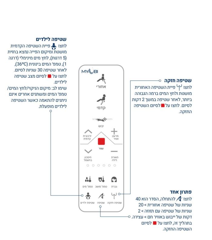 מושב בידה טיים פרו+שלט רחוק - פרטים טכניים