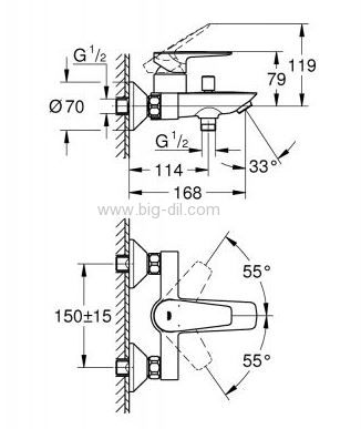 סוללה לאמבטיה GROHE 23605001-יבוא רשמי - גרואה