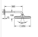 ‏ראש מקלחת גרואה מרובע 25 ס"מ +זרוע 38 ס"מ 266872430 Grohe - גרואה