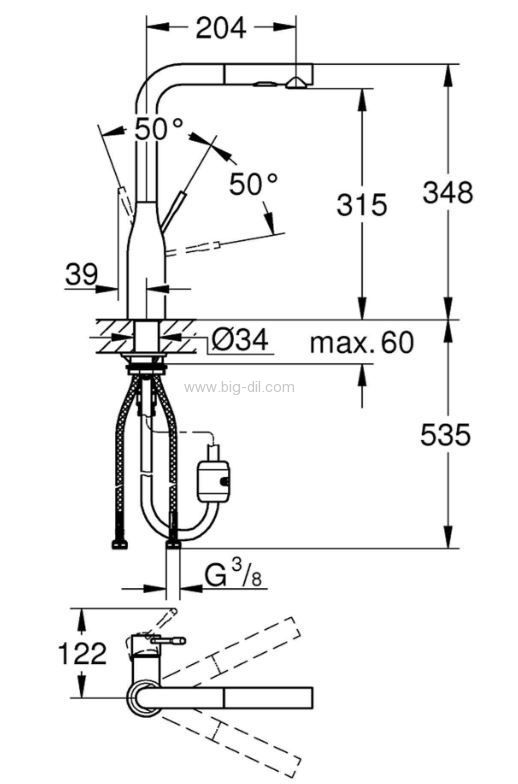 ברז פרח נשלף מינטה grohe 30270DCO מוברש -יבואן רישמי - גרואה
