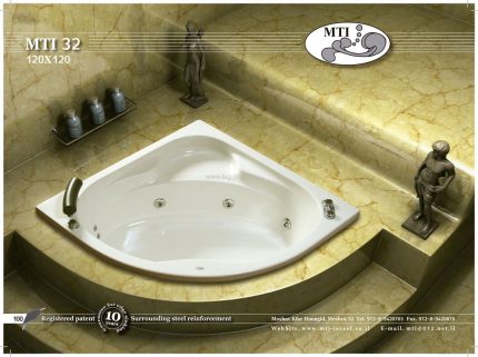 אמבטיה אקרילית  מחוזקת MTI 32  120* 120