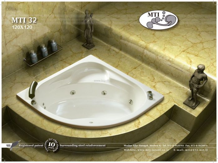 אמבטיה אקרילית  מחוזקת MTI 32  120* 120
