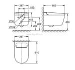 אסלה תלויה חכמה GROHE 36 508 SH0 כולל ניאגרה סמויה - פרטים טכניים