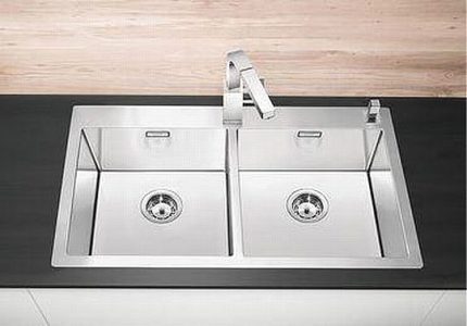 כיור מטבח כפול נירוסטה בלנקו קלארון BLANCO CLARON 400/400 IFA