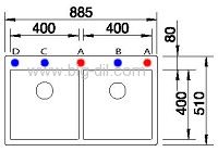 כיור מטבח כפול נירוסטה בלנקו קלארון BLANCO CLARON 400/400 IFA - בלנקו