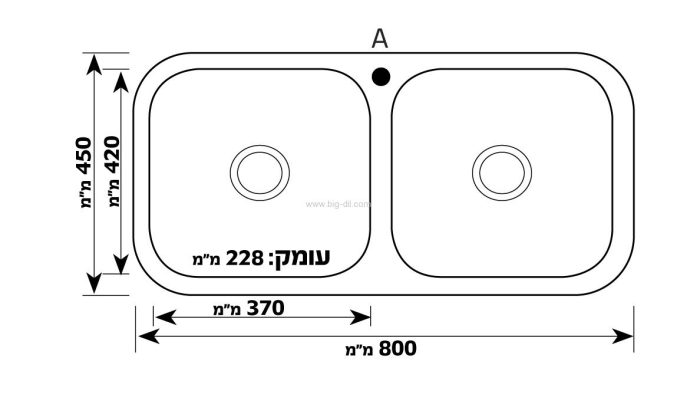 כיור מטבח נירוסטה כפול SHONY דולומיט 8045 - שוני SHONY