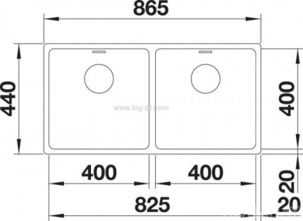כיור מטבח נירוסטה כפול בלנקו אנדנו BLANCO ANDANO 400/400 IF - בלנקו
