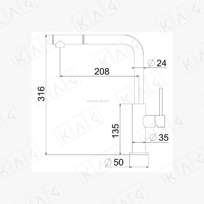 ברז נשלף KAG 6320BK שחור מט - תצוגה נוספת