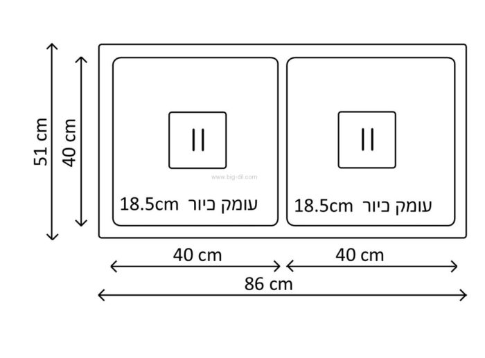 כיור כפול נירוסטה קווים נקיים BIG-4040 KBA הולנד - הולנד-KBA