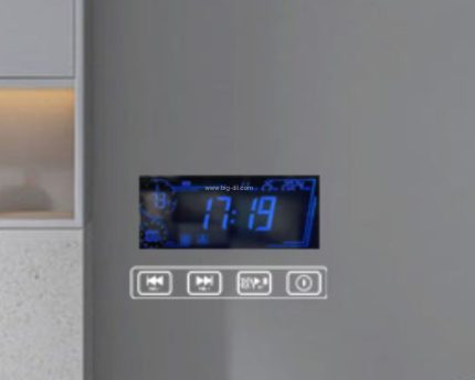 מראה עגולה עם תאורה בלוטוס ומפיג אדים 60/80 ס"מ-כולל צג דיגיטלי - תצוגה נוספת