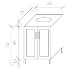 ארונות אמבטיה מעוצבים - ארון אמבטיה בריסל HPL 55*35 עמידות מלא למים