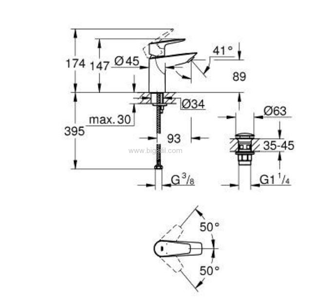 ברז לכיור גרואה GROHE23895001 - תצוגה מקרוב