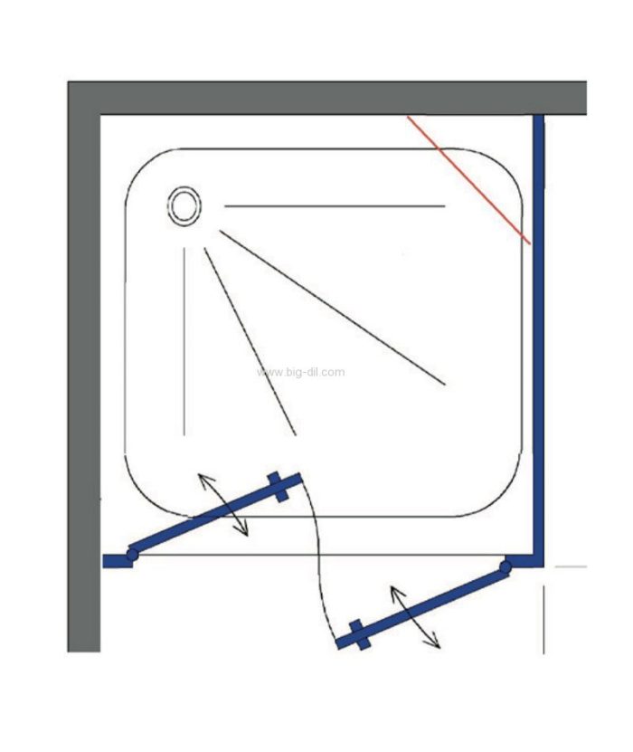 מקלחון פינתי LORA3A פרזול זהב 70-140*70-100 ס"מ. - תצוגה נוספת
