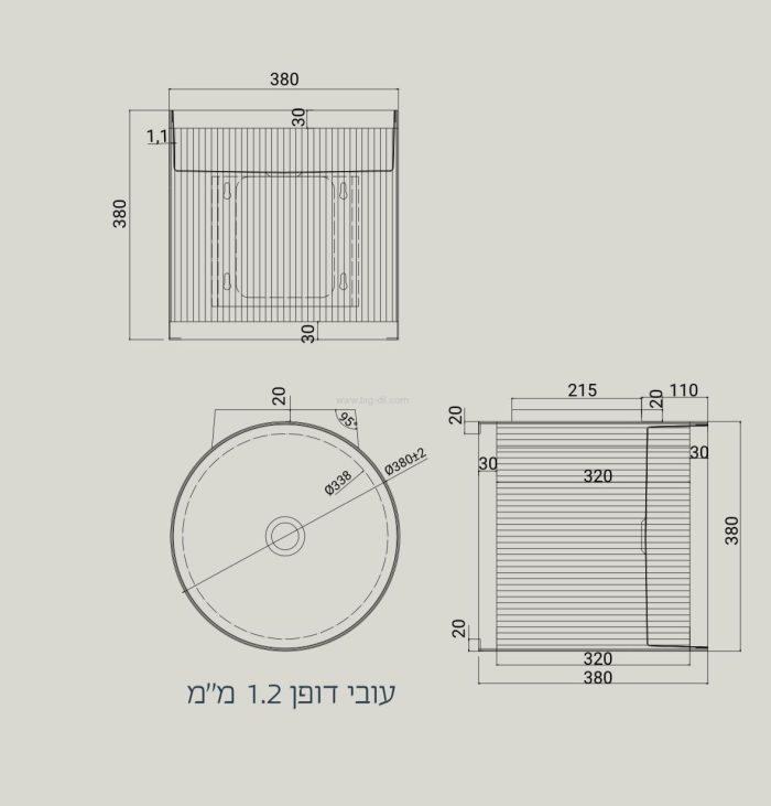 כיור אמבטיה תלוי מונו נירוסטה ב 3 גוונים 38*38 - עיצוב ומראה