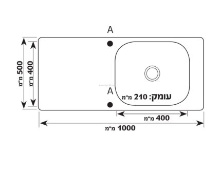 כיור מטבח נירוסטה נופך אחד +משטח טיפטוף - תצוגה נוספת
