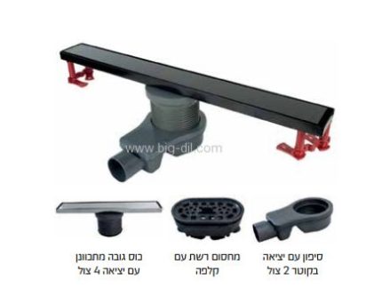 תעלת ניקוז בגוון  שחור מט או ניקל 60-80 - תצוגה נוספת