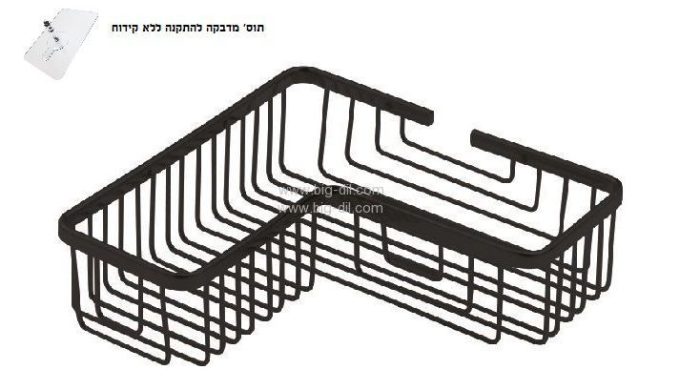 סבוניה פינתית סימונס שחור מט-ניתןגם ללא קידוח