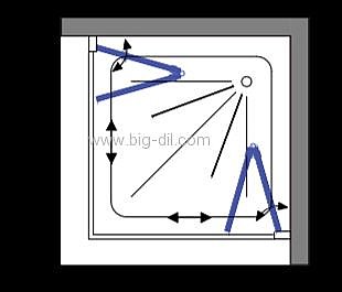 מקלחון פינתי אקורדיון פרזול שחור טל - תצוגה נוספת