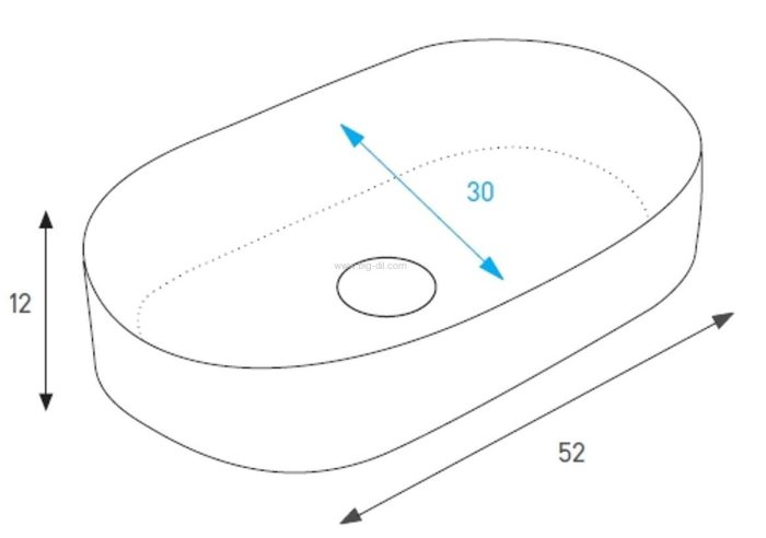 כיור מונח יובל 30*52 לבן מט - תצוגה נוספת