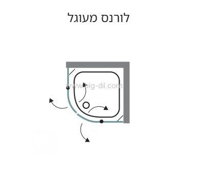 מקלחון פינתי מעוגל לורנס מבית סניטק - תצוגה מקרוב