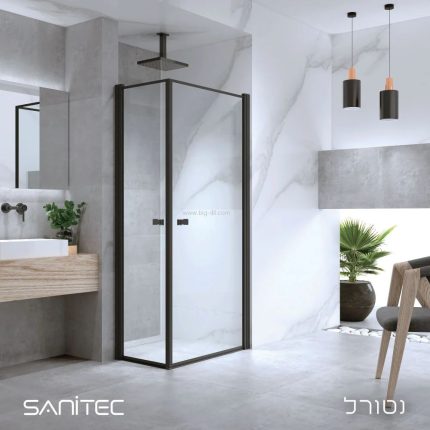 מקלחון פינתי נטורל פרזול שחור 34-92*34-92 ס"מ.
