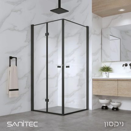 מקלחון פינתי ניקסון פרזול שחור  68-92*34-92 ס"מ.