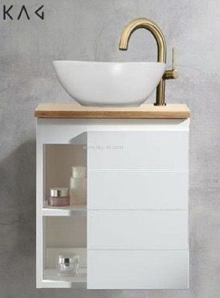 ארון שרותים נטילת סיאטל 27*46 לבן או שחור כולל כיור מונח/כיור אינטגרלי