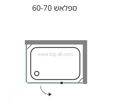 מקלחונים מכל הסוגים - מקלחון פינתי ספלאש 108-164*40-92 ס"מ.