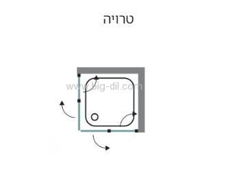 מקלחון פינתי אקורדיון טרויה שחור - תצוגה מקרוב