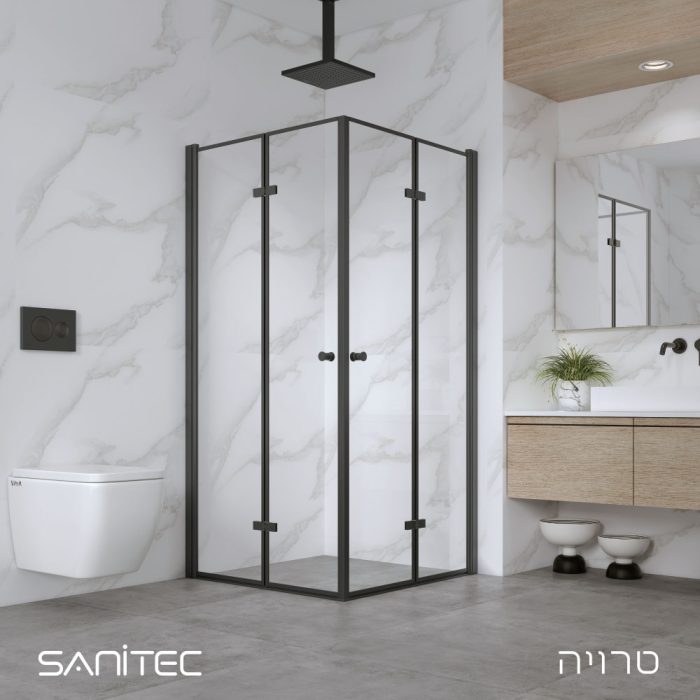מקלחונים מכל הסוגים - מקלחון פינתי אקורדיון טרויה שחור