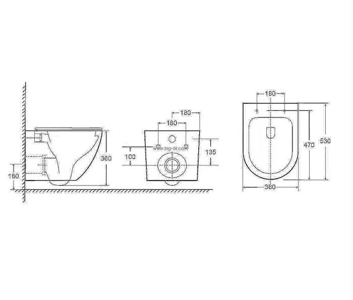 אסלת תלויה יוגה רימלס-אפור לייט מט -53 ס"מ - תצוגה נוספת