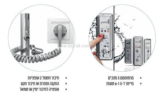 מחממי מגבות - מחמם מגבות  קלאסיק פרימיום אירופאי HP 80*50  חיבור ישיר או תקע