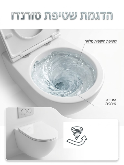 אסלת תלויה אוניקס 49 ס"מ-טורנדו יחודי - תצוגה נוספת