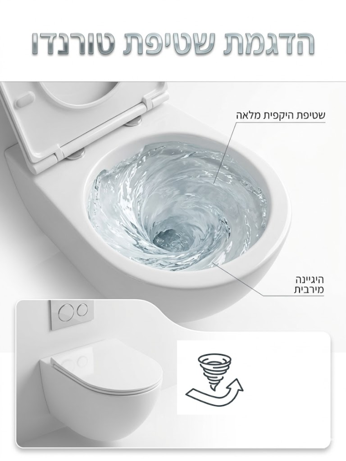 אסלת תלויה אוניקס 49 ס"מ-טורנדו יחודי - תצוגה נוספת